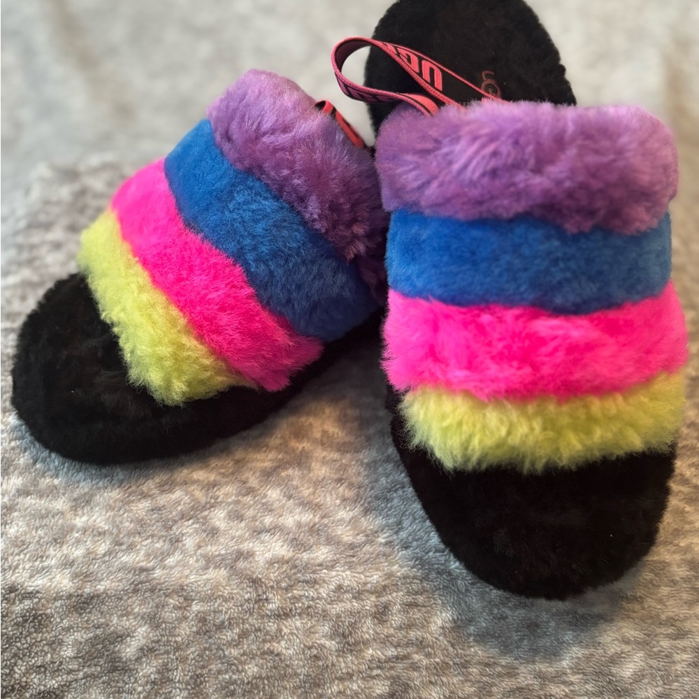UGG Colorful /Rainbow Fuzzy Slippers- NEVER WORN
